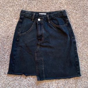 Oak + Fort Asymmetrical Mini Skirt Raw Hem